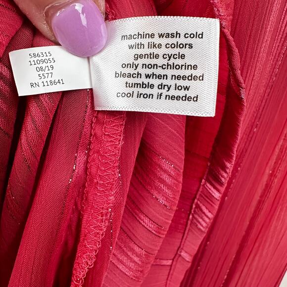 Lane Bryant Blouse Top Long Sleeve Sheer Metallic Thread Relaxed Raspberry 16 - Picture 14 of 15